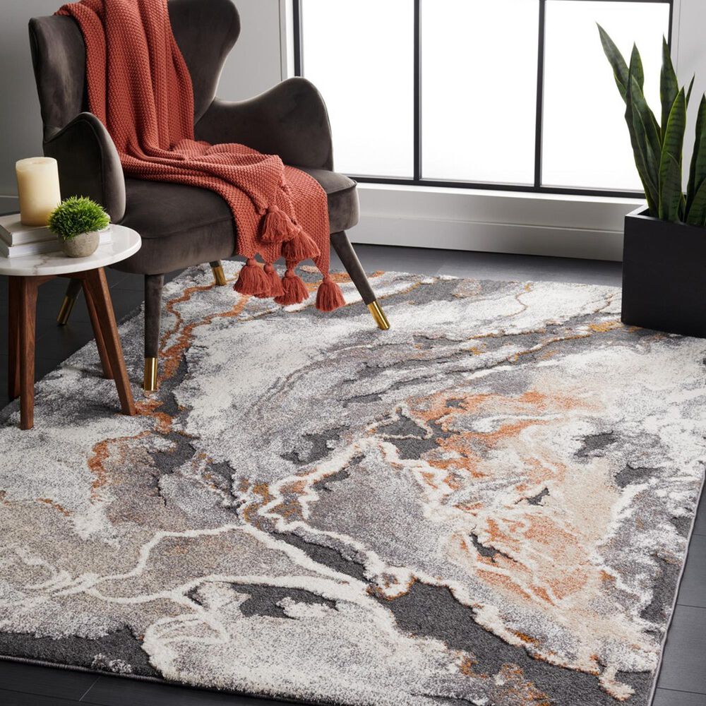 Safavieh Cyrus Shag 3&#39; x 5&#39; Dark Grey and Orange Area Rug, , large
