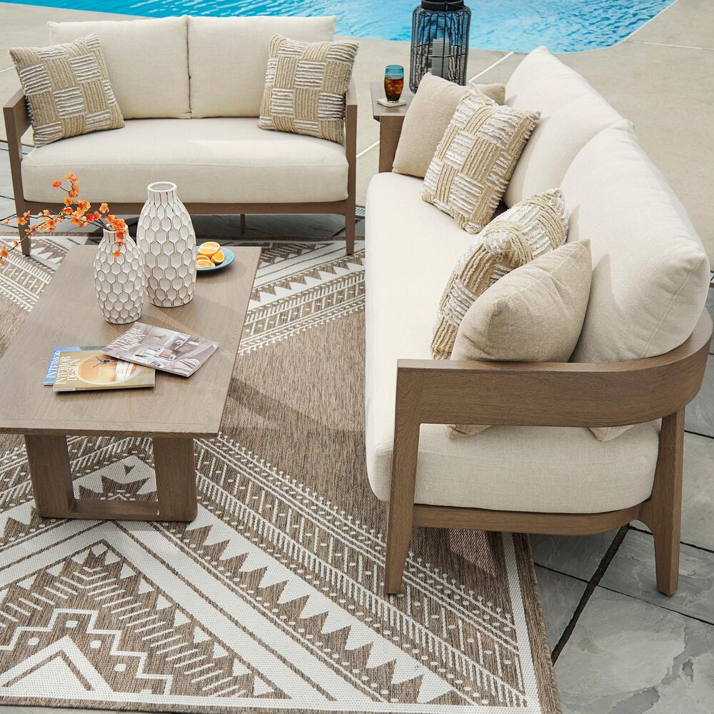 Ashley Serene Bay Patio Sofa in White, , large