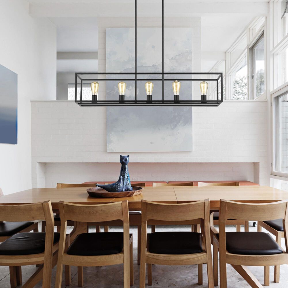 Golden Lighting Wesson 5-Light Linear Pendant in Matte Black, , large