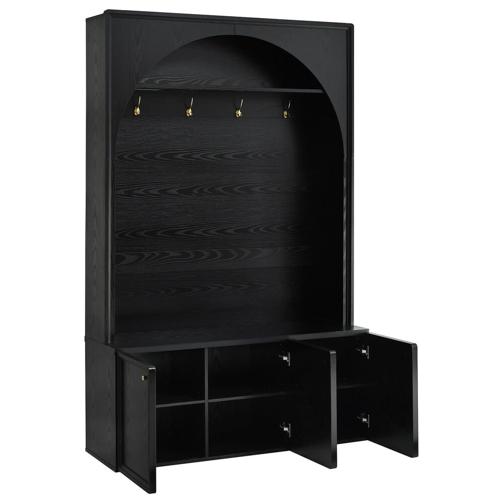 HOMLUX 4-Hook Hall Tree with Entryway Storage Bench in Black, , large