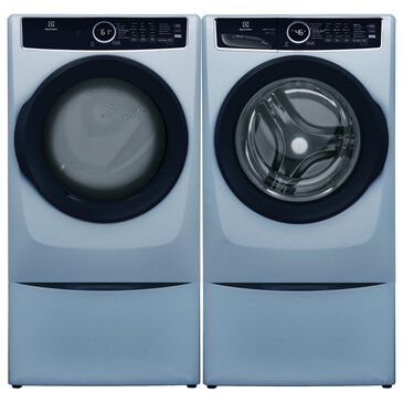 Electrolux 4.5 Cu. Ft. Front Load Washer and 8 Cu. Ft. Electric Dryer Laundry Pair with Pedestal in Glacier Blue, , large