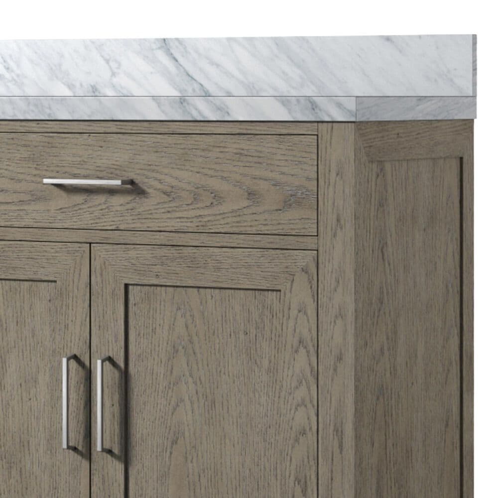 Lexora Home Abbey 36&quot; Single Bathroom Vanity in Grey Oak with 2 cm White Carrara Marble Top and Rectangular Sink, , large