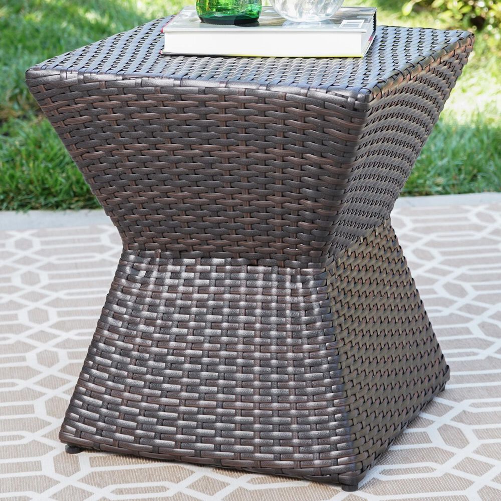 Hearth and Haven Calhoun Outdoor Square End Table in Brown, , large