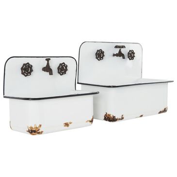 Maple and Jade Farmhouse Planter in White and Brown (Set of 2), , large
