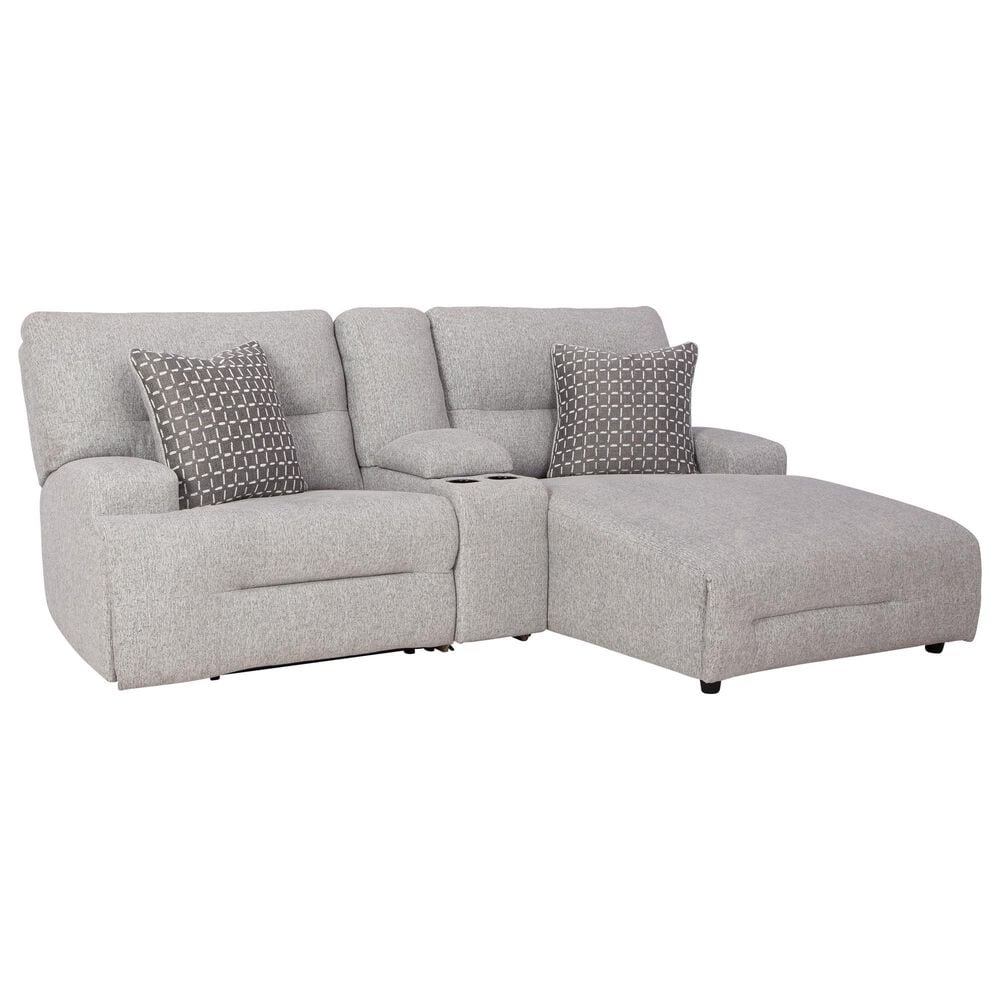 Ashley Acklen Place 3-Piece Power Right Facing Reclining Sectional with Console in Pewter, , large