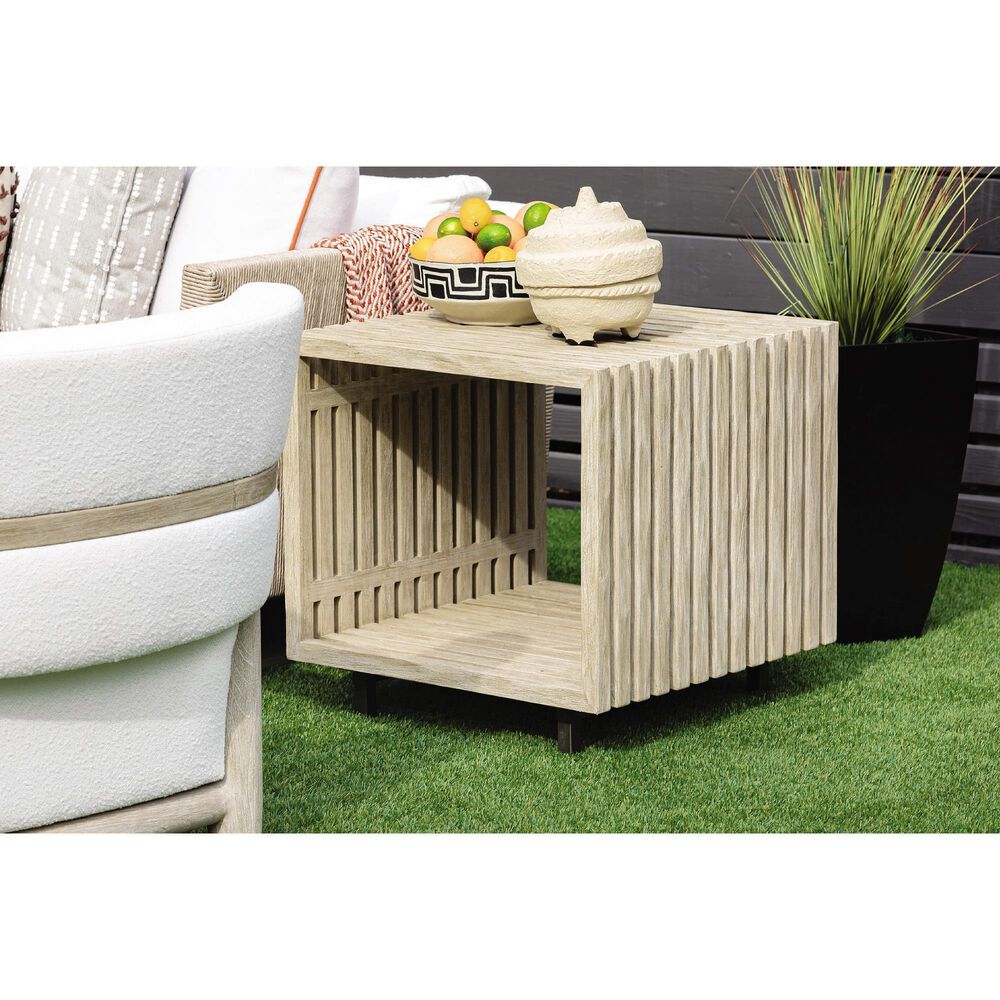 Bernhardt Kingston End Table in Sea Oak and Gun Metal - Table Only, , large