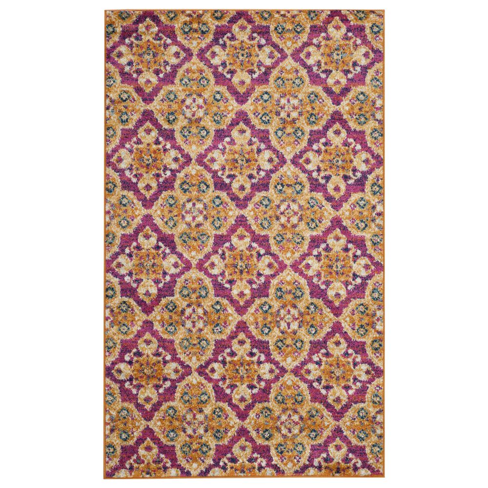 Safavieh Madison MAD605A 3" x 5" Fuchsia and Gold Area Rug, , large