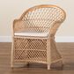 Baxton Studio Casilda Arm Chair with Natural Rattan in White, , large