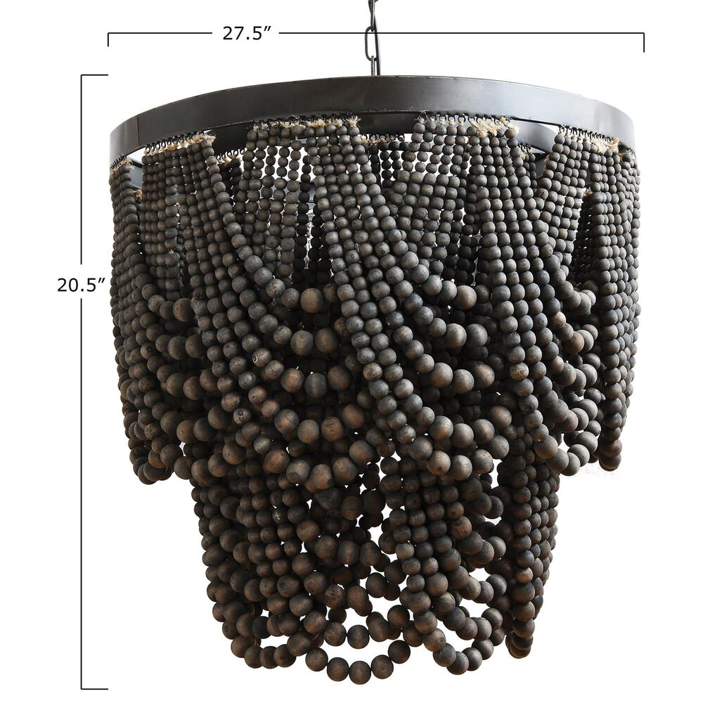 Creative Coop Laurel 2-Tier Draped Wood Bead Chandelier in Black, , large