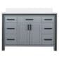 Lexora Home Ziva 48" Single Bathroom Vanity in Dark Grey with 2 cm White Quartz Top and Rectangular Sink, , large