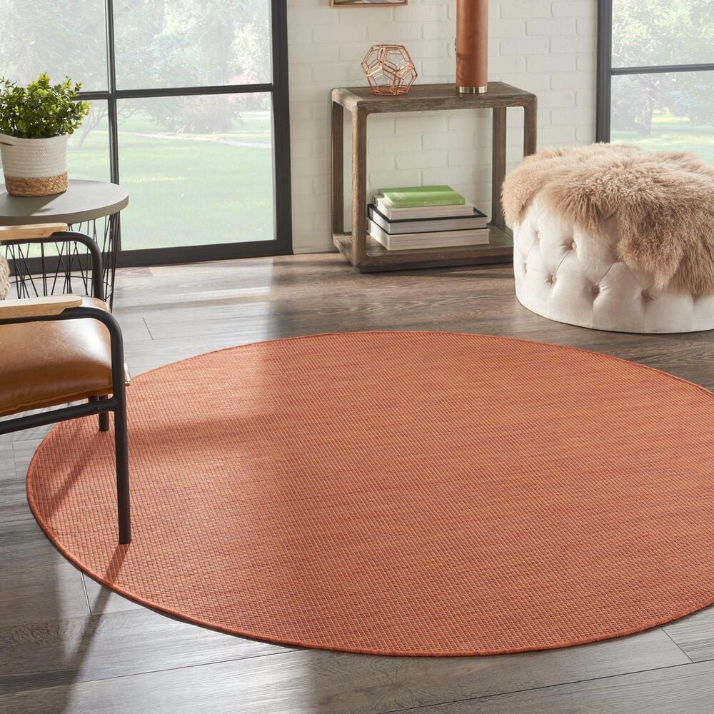 Nourison Positano 6&#39; Round Terracotta Indoor/Outdoor Area Rug, , large