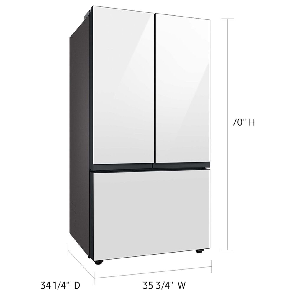 Samsung Bespoke Bespoke 30.1 Cu. Ft. 3-Door French Door Refrigerator - White Glass Panels Included, , large