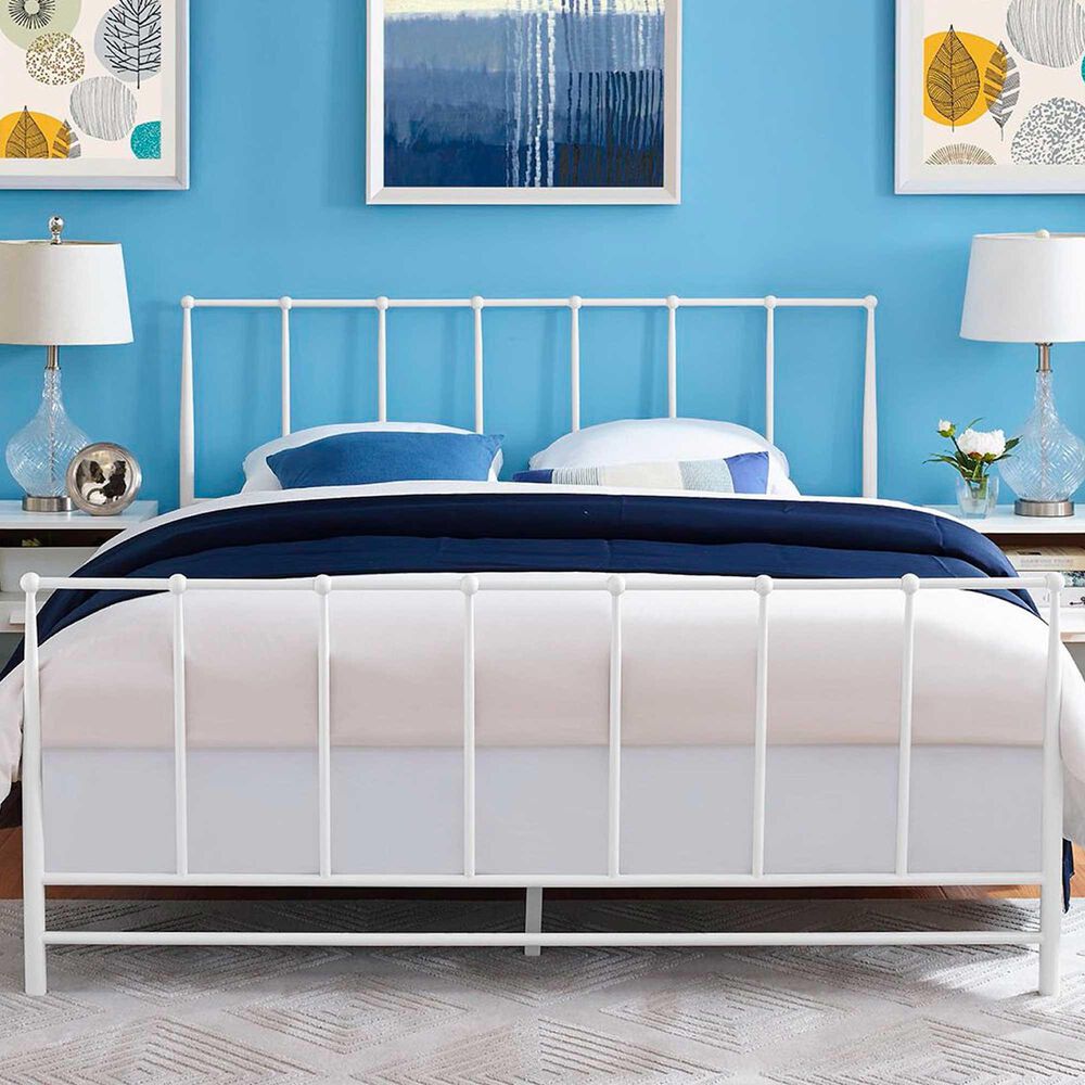 Modway Estate Queen Platform Bed in White, , large