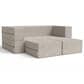 Jaxx Zipline 3-Piece Stationary Convertible Sleeper Loveseat in Grey Velvet, , large