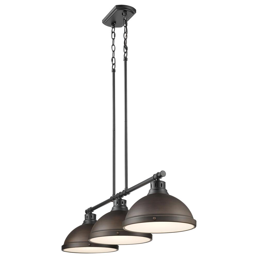 Golden Lighting Duncan 3-Light Pendant with Rubbed Bronze Shade in Matte Black, , large