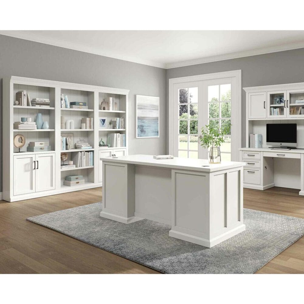 Wycliff Bay Abby Credenza Desk with Hutch in White, , large