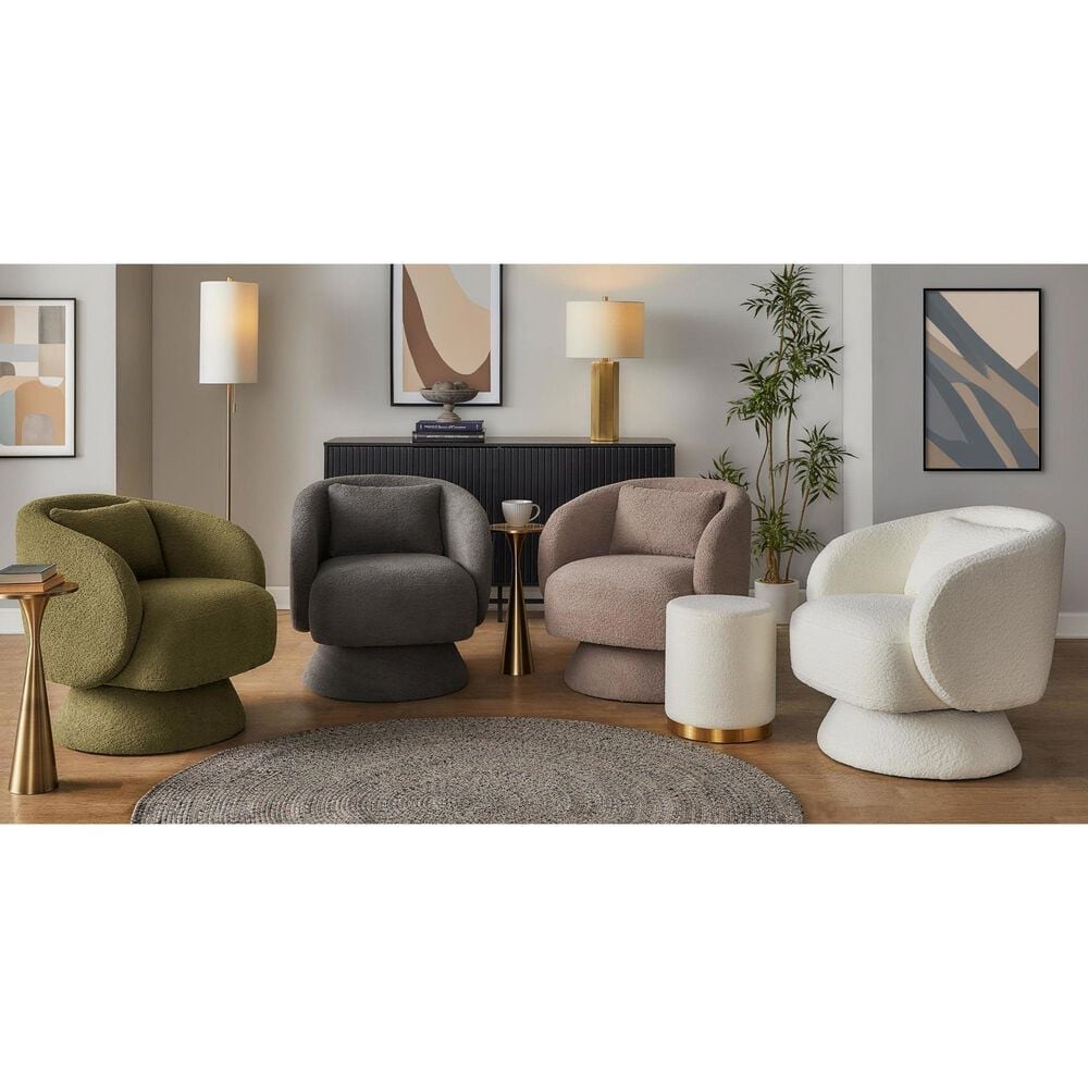 LumiSource Zara Swivel Accent Chair with Pillow in Green, , large