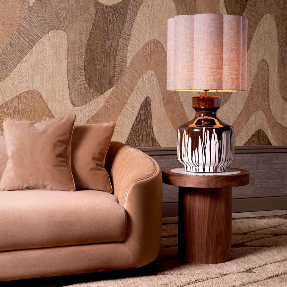 Eichholtz Presedio Side Table in Walnut and Bianco Lilac, , large