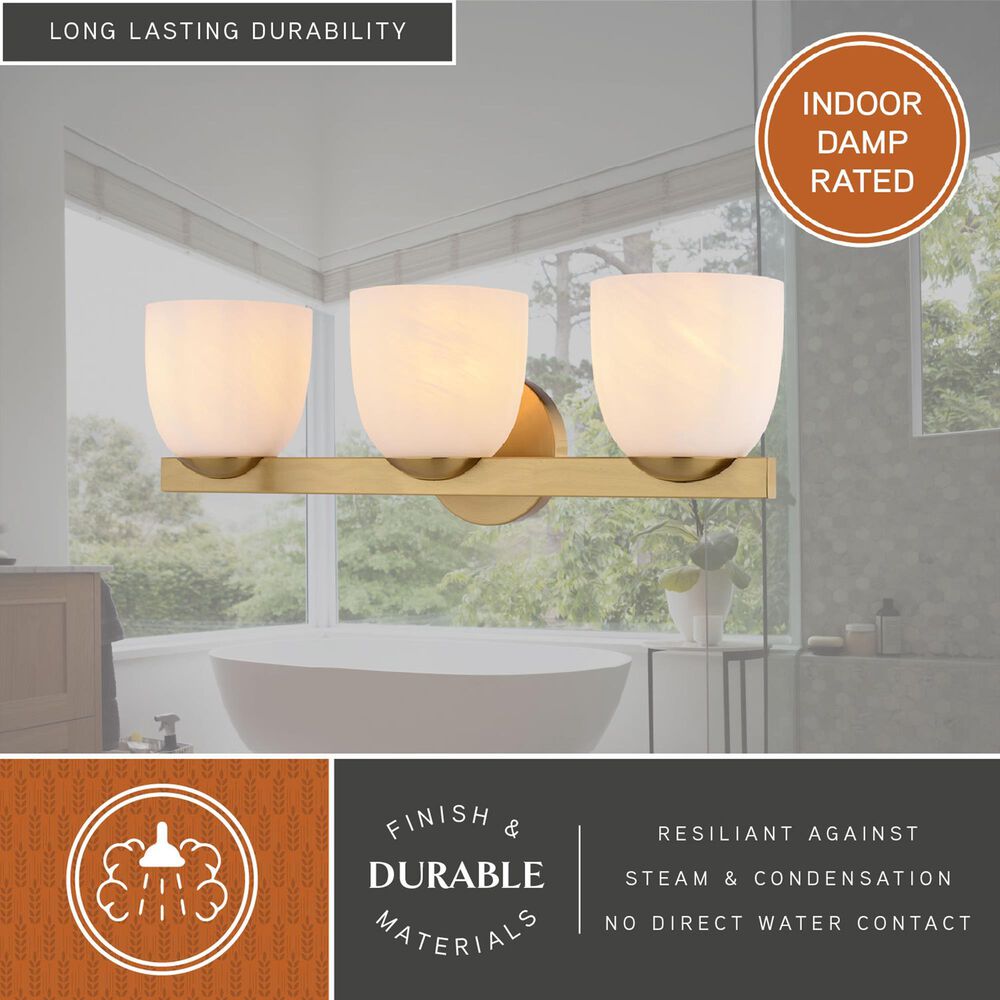 Vaxcel Bosworth 3-Light Bathroom Vanity in Muted Brass, , large
