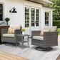 HOMLUX 3-Piece Patio Conversation Set with Square-Arm Swivel Rocking Chairs in Beige, , large