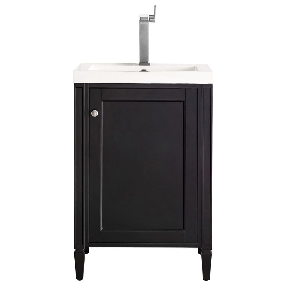 James Martin Vanities Britannia 24" Single Bathroom Vanity in Black Onyx with 3.5 cm White Glossy Resin Top and Rectangular Sink, , large