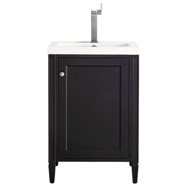 James Martin Vanities Britannia 24" Single Bathroom Vanity in Black Onyx with 3.5 cm White Glossy Resin Top and Rectangular Sink, , large