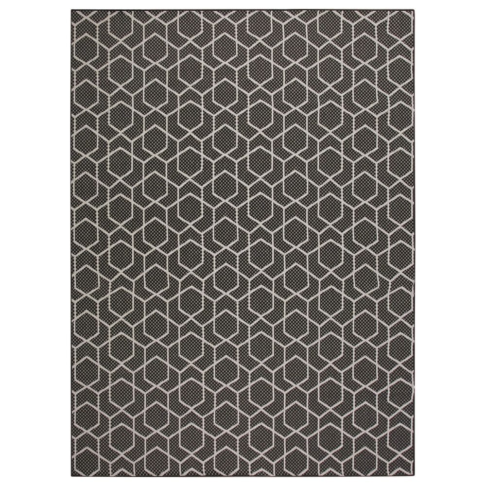 Nourison Horizon HOZ01 Black 9" x 12" Indoor/Outdoor Area Rug, , large