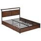 HOMLUX Full 4-Drawer Storage Bed with LED Headboard in Rustic Brown, , large