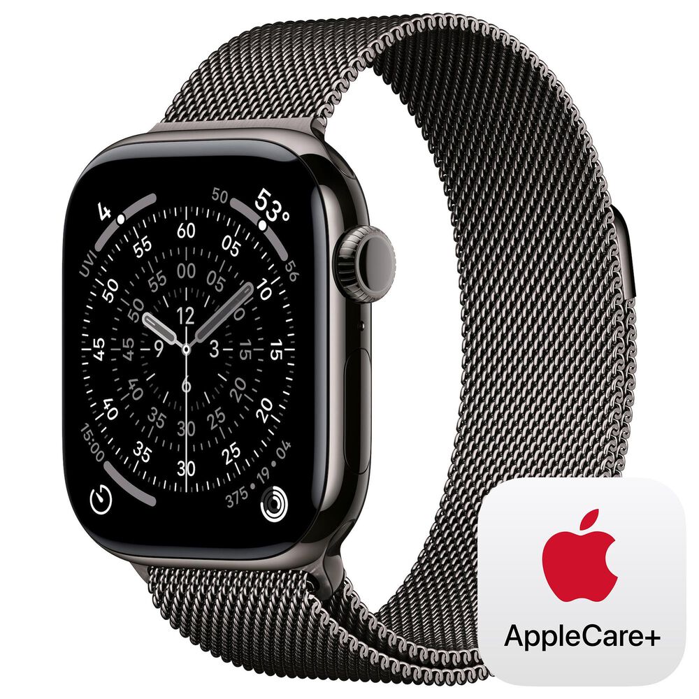 Apple Watch Series 11 (GPS+Cellular) 42mm Titanium Case with Milanese Loop in Slate and 2-Year AppleCare+, , large