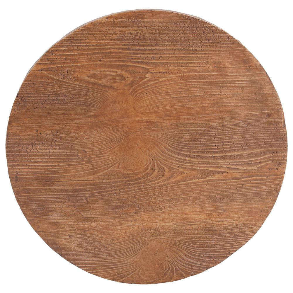 Hearth and Haven Iris Outdoor Round Side Table with 3 Cylindrical Legs in Brown, , large