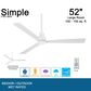 Minka-Aire Simple 52" Indoor/Outdoor Ceiling Fan in Flat White, , large