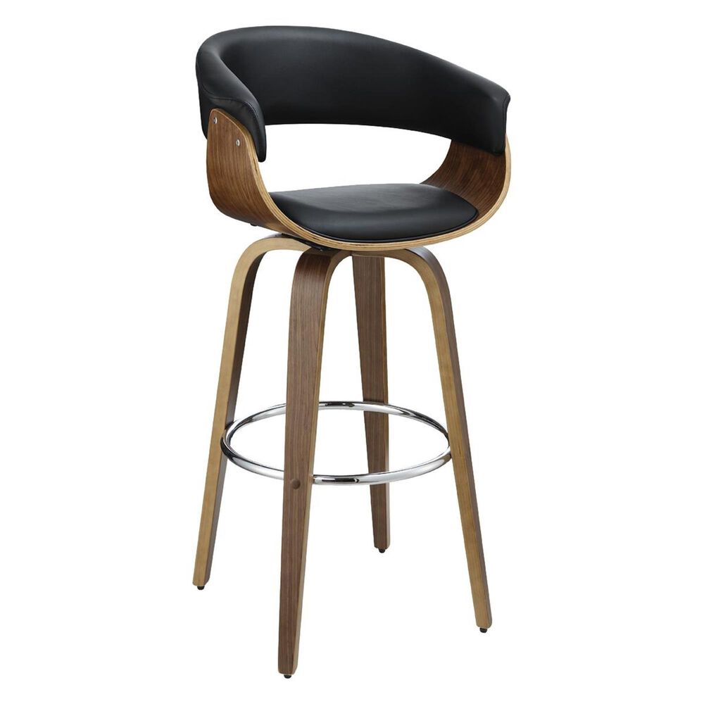 Pacific Landing Bar Stool with Black Seat in Walnut, , large