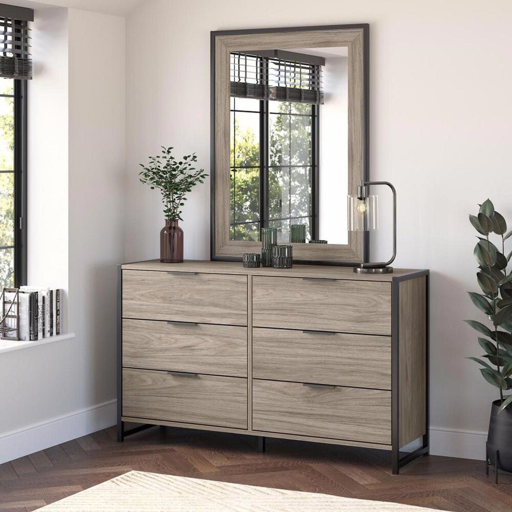 Bush Atria 6-Drawer Dresser in Modern Hickory and Black, , large