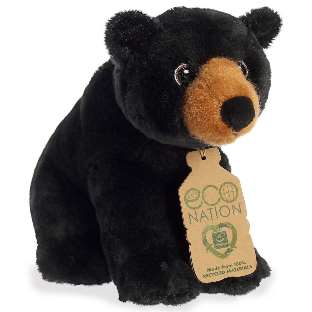 EcoNation 9.5" Black Bear Plush, , large