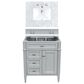 James Martin Vanities Brittany 30" Single Bathroom Vanity in Urban Gray with 3 cm Carrara White Marble Top and Rectangle Sink, , large