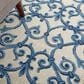Nourison Aloha Damask 9"6" x 13" Grey and Blue Indoor/Outdoor Area Rug, , large