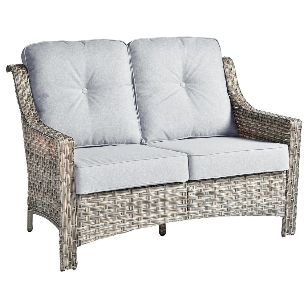 HOMLUX Outdoor Rattan Loveseat with Ergonomic in Gray, , large