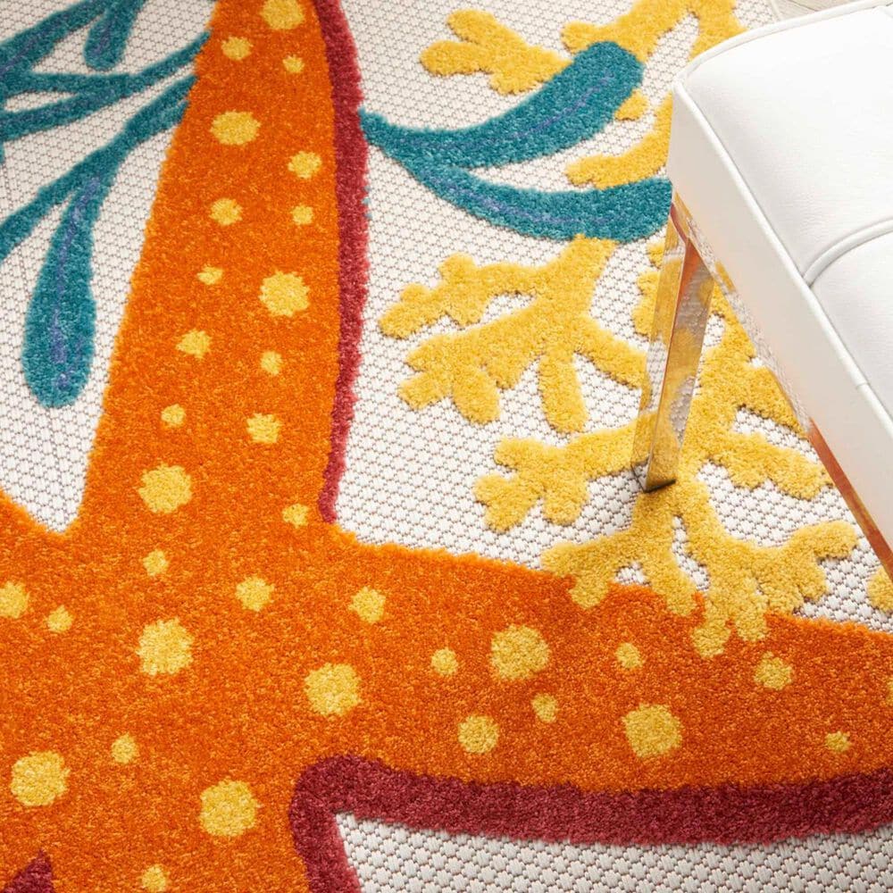 Nourison Aloha 5&#39;3&quot; x 7&#39;5&quot; Blue, Yellow and Orange Indoor/Outdoor Area Rug, , large