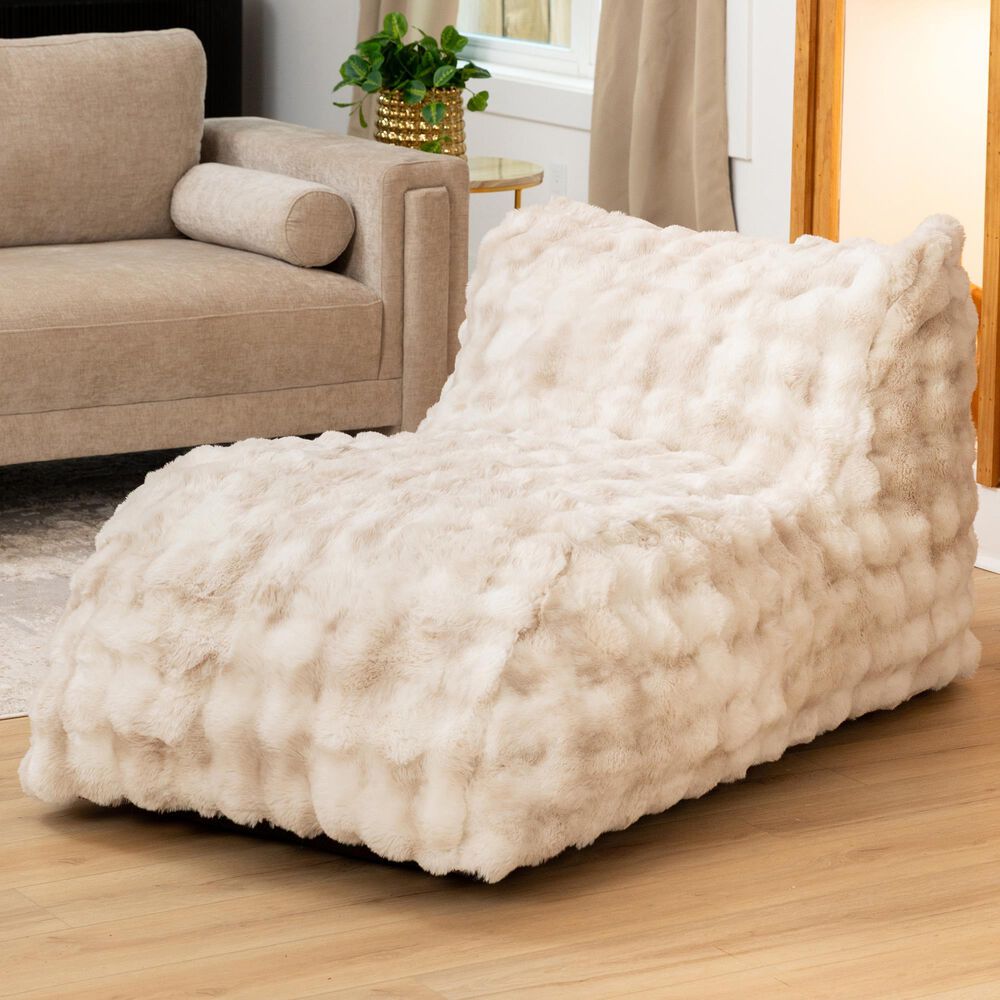 Jaxx Raven Relaxer Chaise Lounge Bean Bag Chair in Phantom Cream, , large
