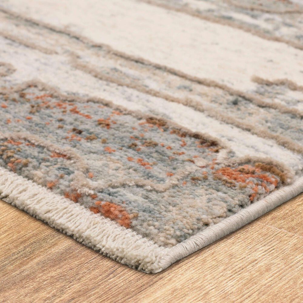 Karastan Solitude Silk Road 2&#39;7&quot; x 7&#39;3&quot; Cream Dark Grey Runner, , large