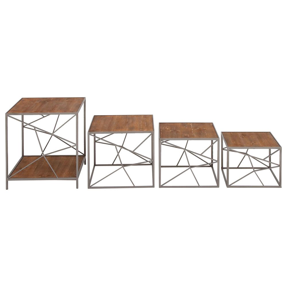 Maple and Jade Accent Table in Warm Brown and Grey (Set of 4), , large