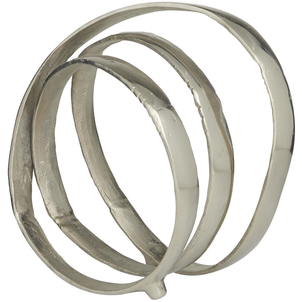Maple and Jade Abstract Looped Decorative Sculpture in Satin Silver, , large