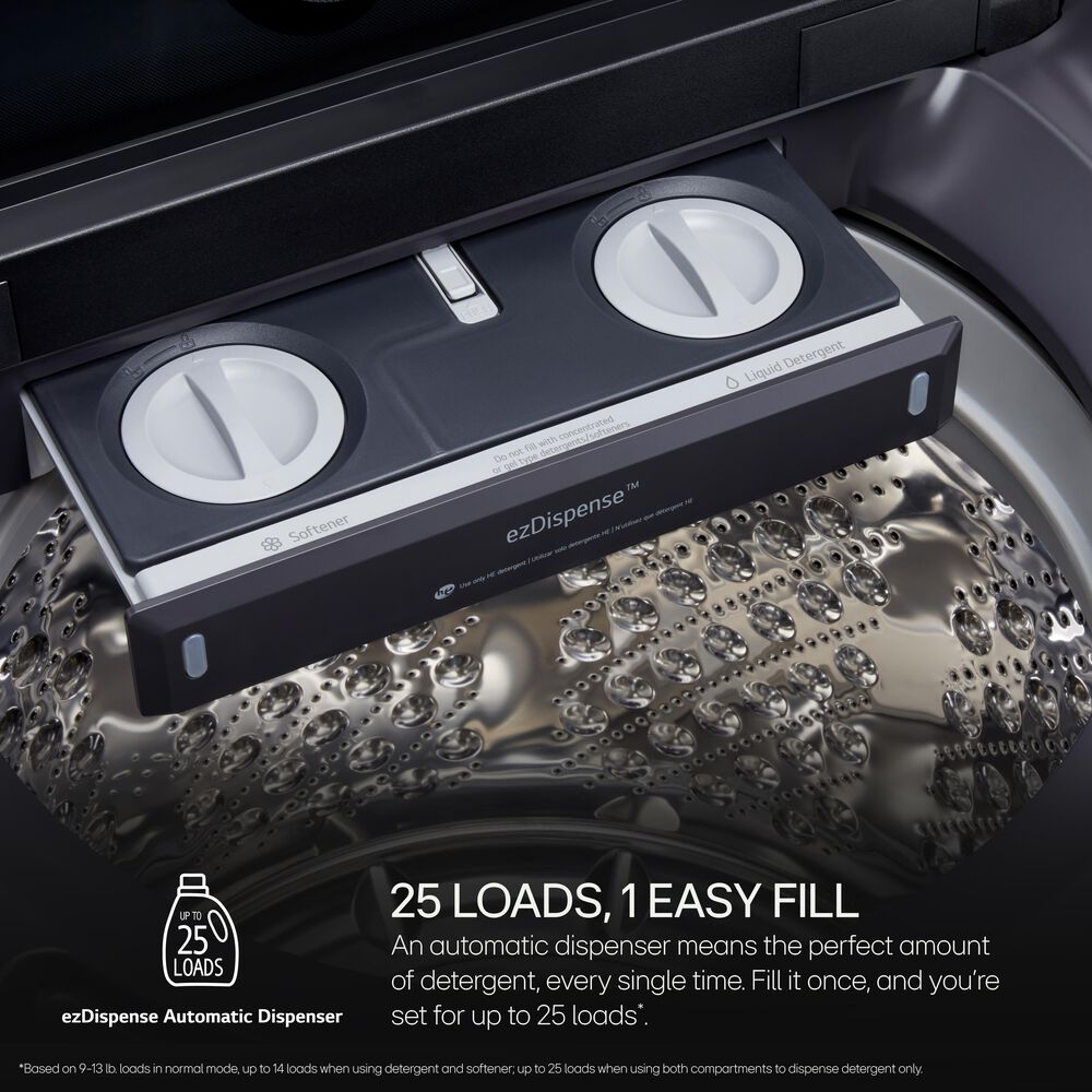 LG 5.5 cu. ft. SMART Top Load Washer in Matte Black with Impeller, eZDispense and Faucet Water and LCD Digital Dial Control, , large