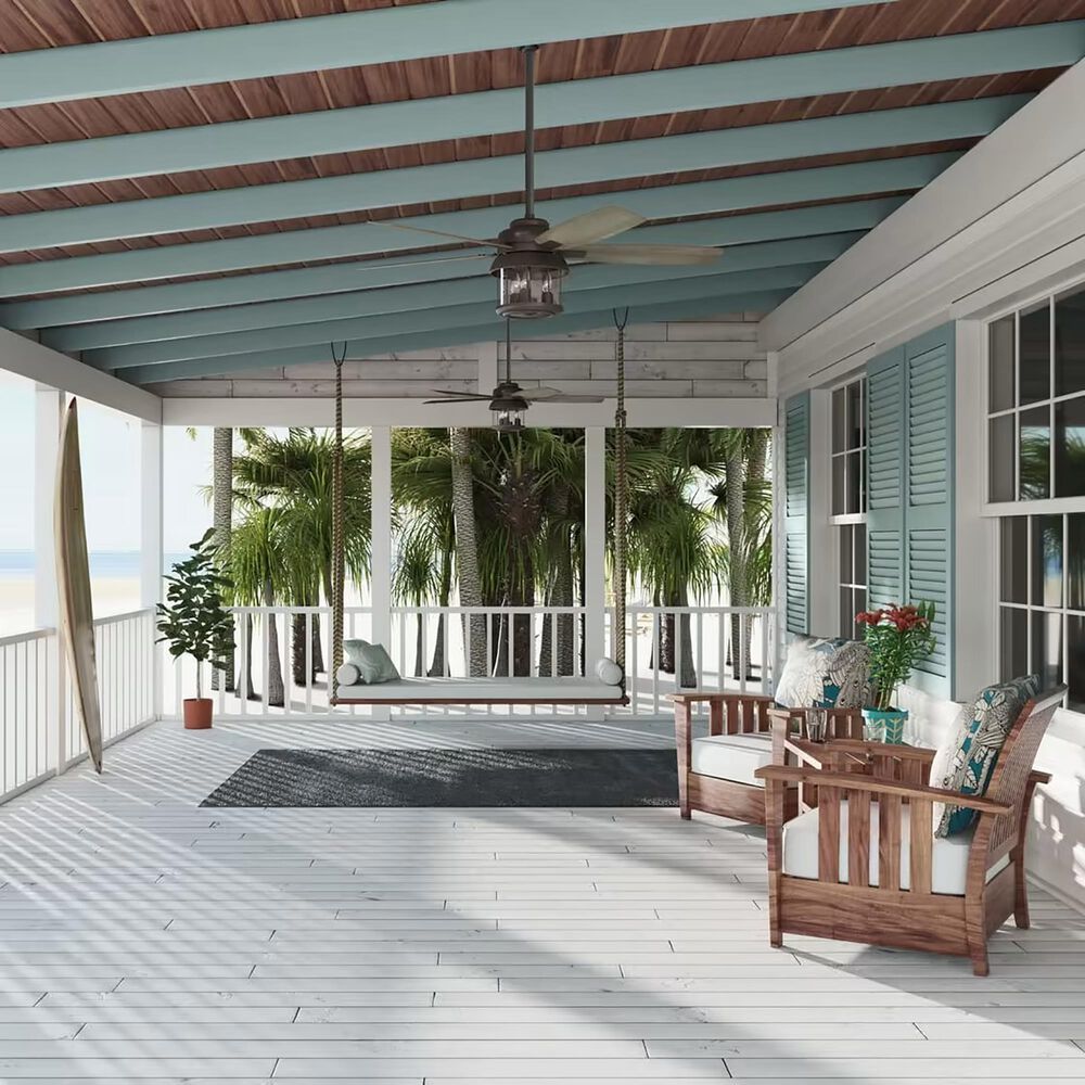 Hunter Coral Bay 52&quot; Outdoor Ceiling Fan with Lights in Weathered Copper, , large