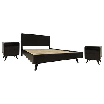 Waltham Marlowe Queen Bed and Two Nightstands in Dark Chocolate, , large