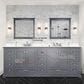 Lexora Home Dukes 84" Double Bathroom Vanity in Dark Grey with 2 cm White Cultured Marble Top and Rectangular Sinks, , large