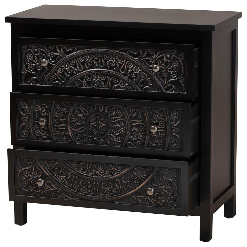 Baxton Studio Yelena 3-Drawer Storage Cabinet in Black, , large