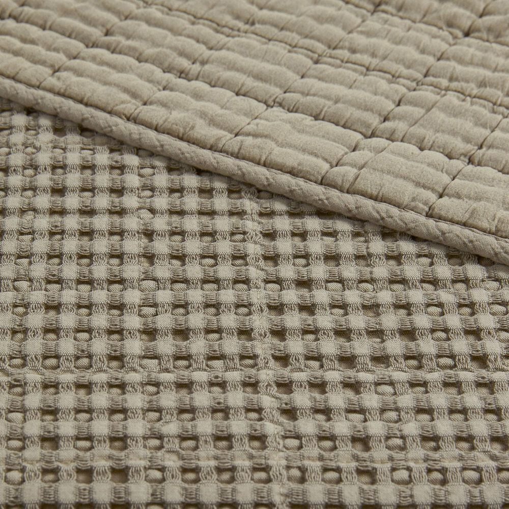 Levtex Mills Waffle 3-Piece Full/Queen Quilt Set in Taupe, , large