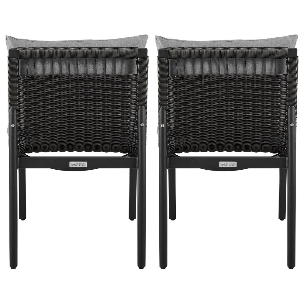 Blue River Grand Outdoor Dining Side Chair with Dark Gray Cushion in Black (Set of 2), , large
