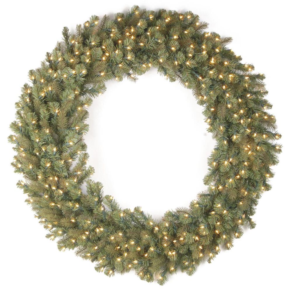 National Tree 48" Downswept Douglas Wreath with Warm White LED Lights, , large
